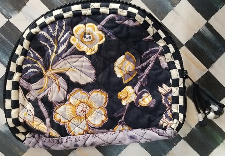 mackenzie childs Vendage  1/2 Moon Bag 10" X 8"- Retired Pattern 2 inside pocket