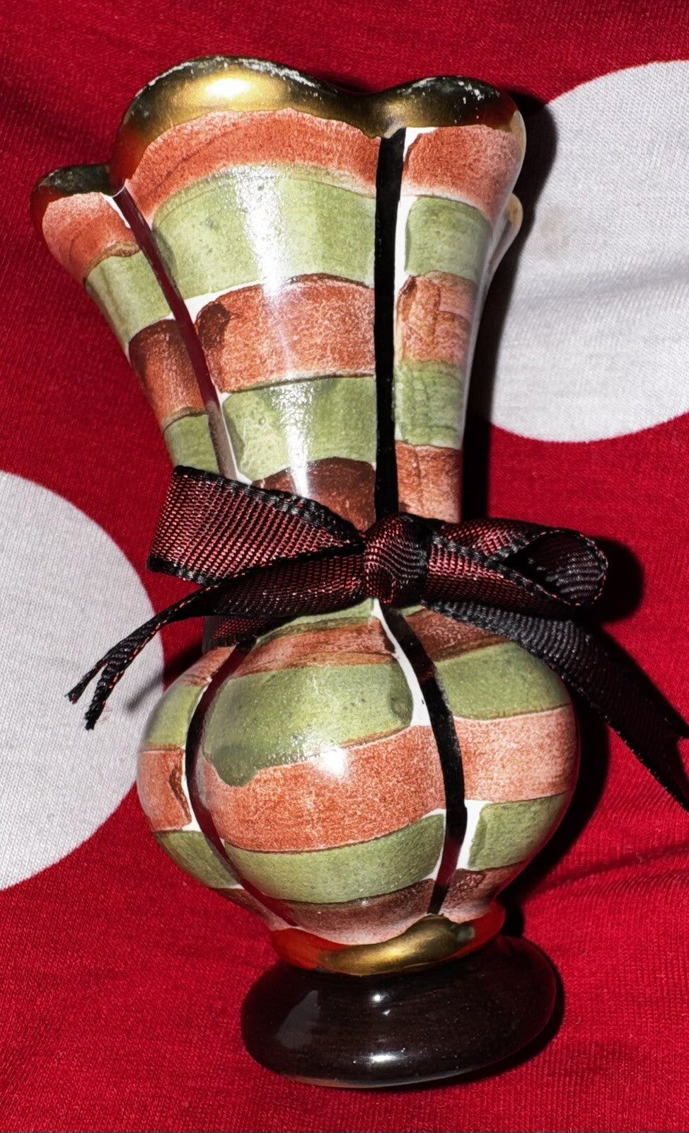 MacKenzie Childs Lamp Finial Palm And Devin Hand Painted With Bow