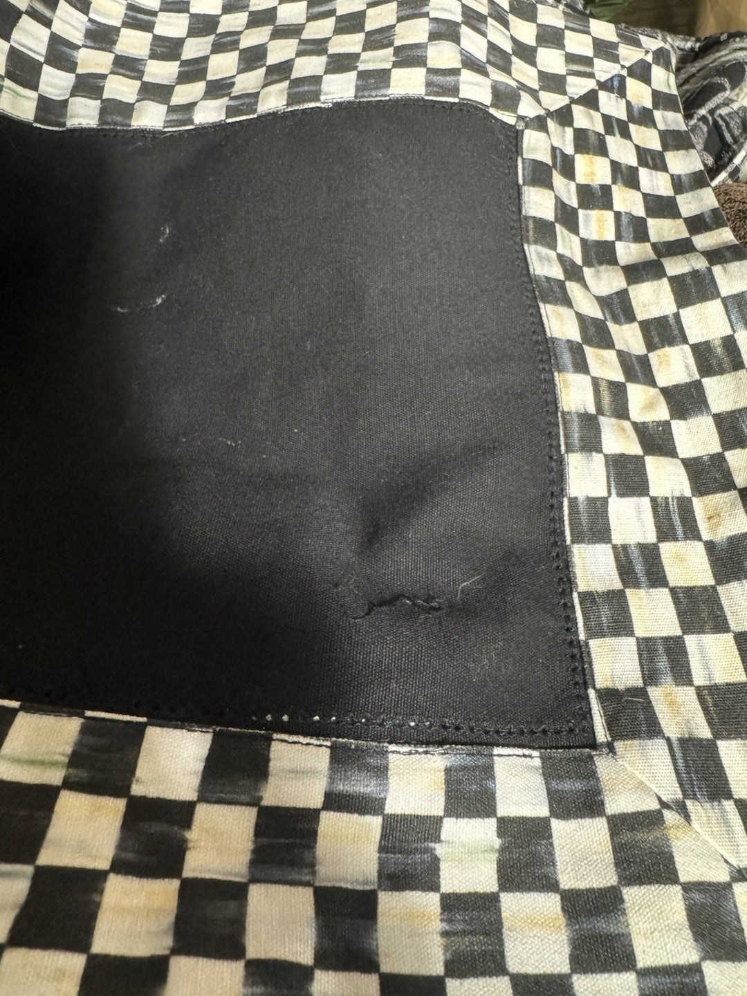 Mackenzie Childs Courtly Check  Black 72" Table Runner Excellent