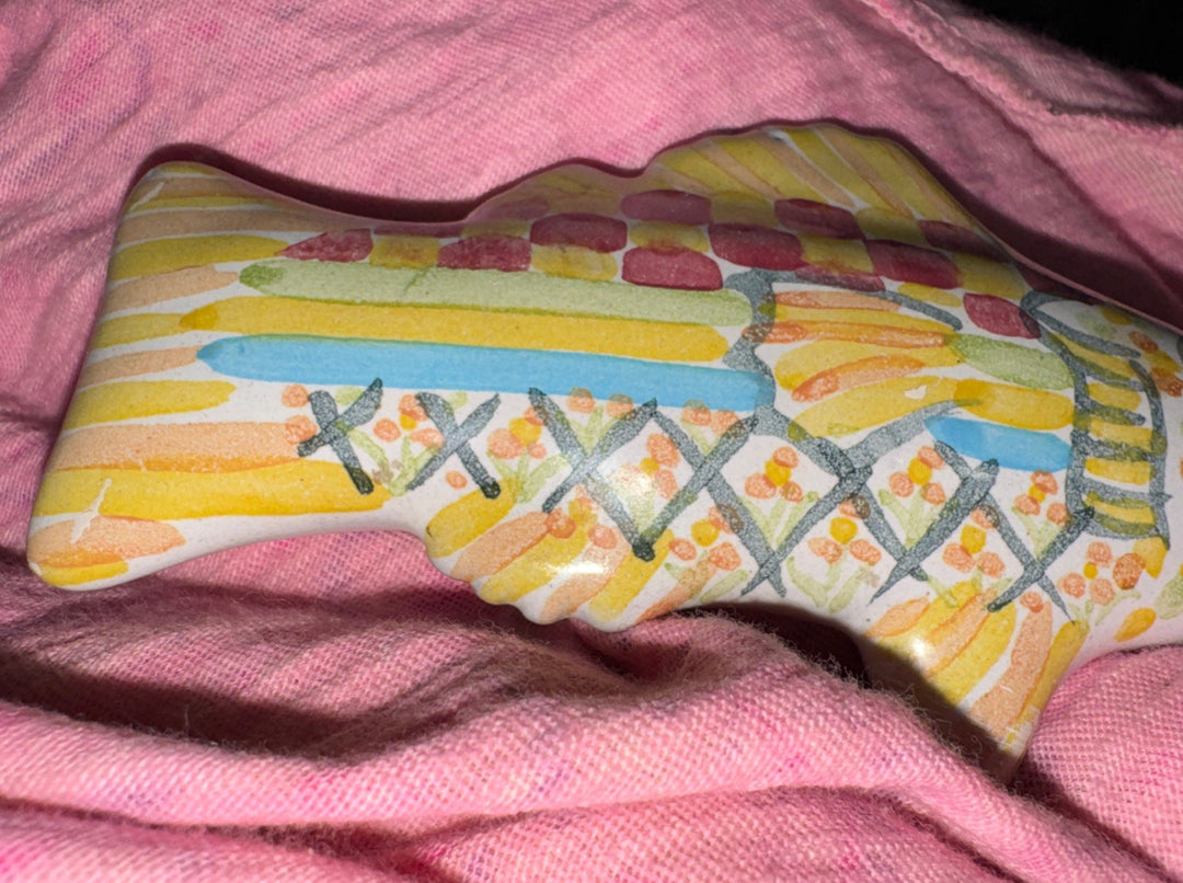 Mackenzie Childs  Yellow/ Orange/ Pink Green   Right Facing Fish Knob Pull-B