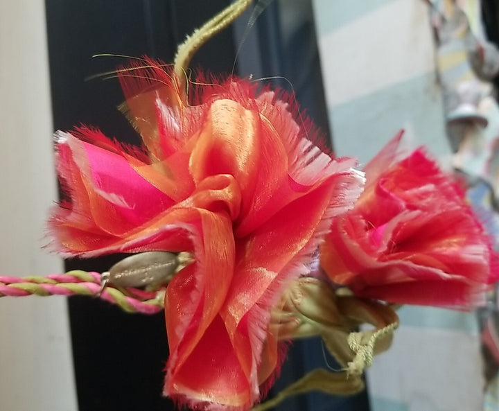 Mackenzie childs Blushing Bouquet Napkin Or Curtain Ring Holder 13"L Set Of 2...
