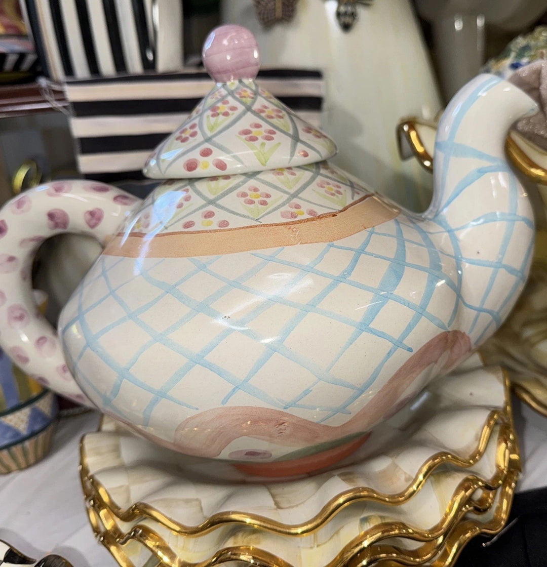 Mackenzie Childs Ceramic Taylor Heather Teapot- Retired 1990