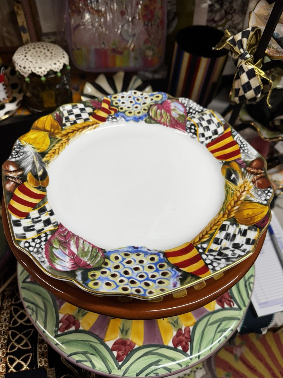 MacKENZIE CHILDS Pheasant Run - Dinner PLATE 10.5”  Porcelain Retired Design