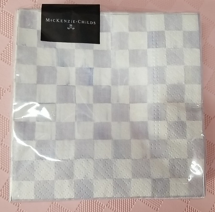 Mackenzie Childs Sterling Check Paper Cocktail Napkins 20 pack, NEW