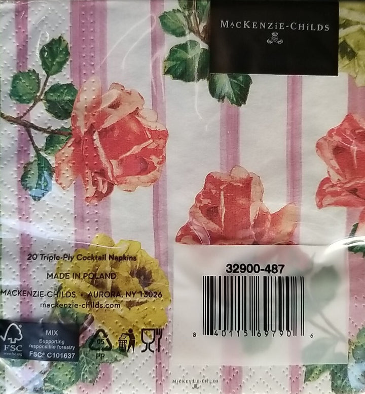 MacKENZIE CHILDS Garden Gala  DISH TOWEL W/matching Cocktail Paper Napkins