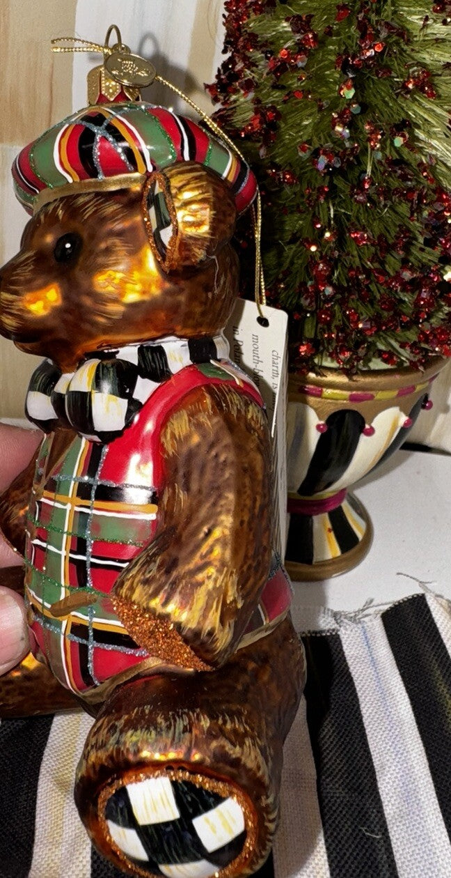 Mackenzie Tartastic Bear Ornament Glass Childs 2023 Collectible New In Box