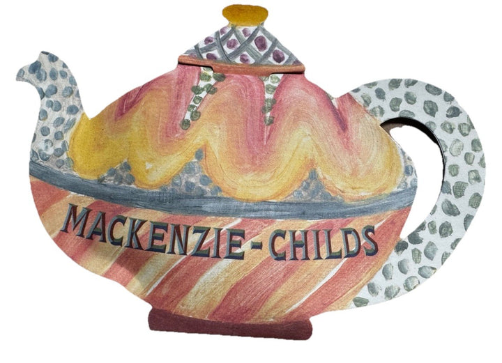 MacKenzie Childs Teapot with Tea Bag Shaped Promotional Paper Kukenhoff  Vintage