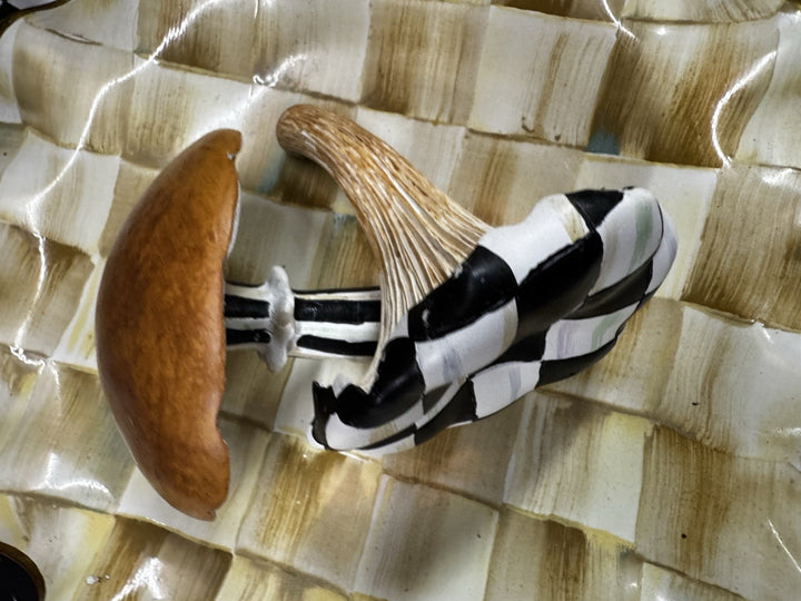 Mackenzie Childs Courtly Check Walk In The Woods Mushrooms Set Of 2