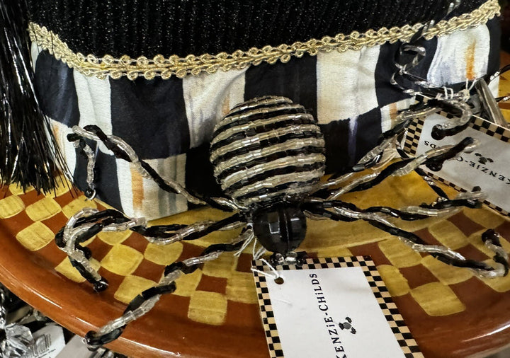 Mackenzie Childs  - Black And White  Striped Beaded Spider Clip- New Set Of 2