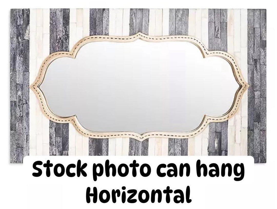 Mackenzie Childs Tigris Accent Wall Mirror 12” X20” Bone Inlay And Brass