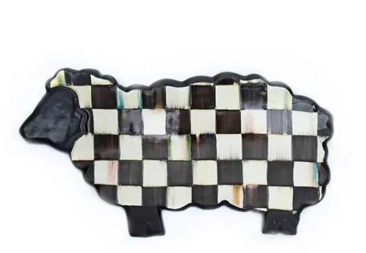 Mackenzie Childs Courtly Check Ceramic Sheep - Large Trivet - Retired