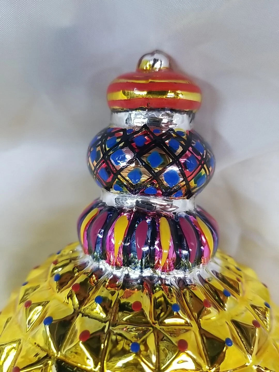 Mackenzie Childs Russian Jewel Courtly Check Yellow Ornament Glass