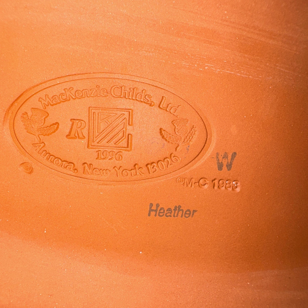 Mackenzie Childs Ceramic Taylor Heather  Check Fluted Oval Platter 6” X 9” 1996