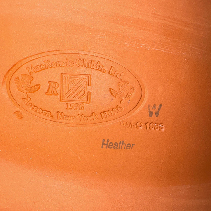 Mackenzie Childs Ceramic Taylor Heather  Check Fluted Oval Platter 6” X 9” 1996