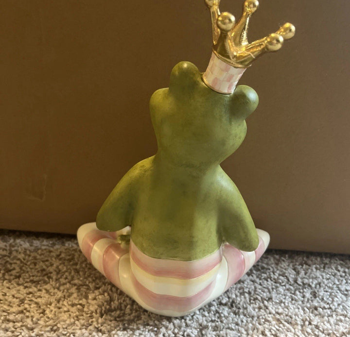 MACKENZIE CHILDS Resin Rosy Fergal the Frog with Heart Figurine Pink