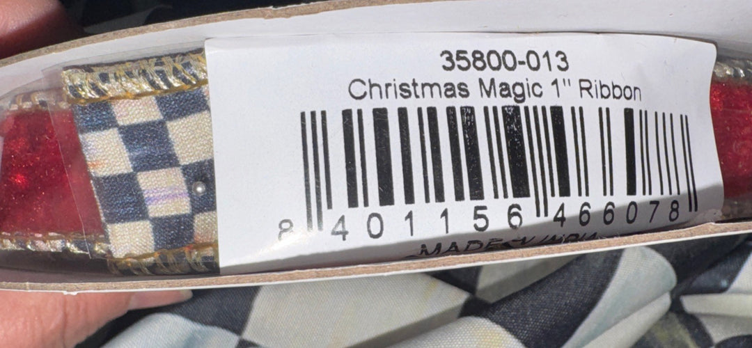 MacKenzie Childs Christmas Magic Wired Edge Ribbon  1”W x 10 Yd.  NEW