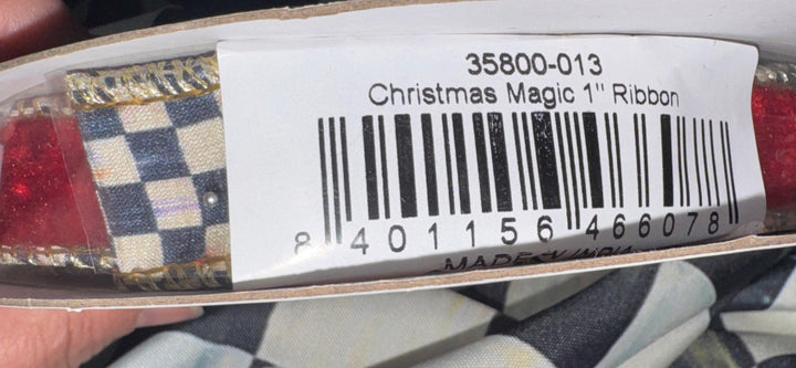 MacKenzie Childs Christmas Magic Wired Edge Ribbon  1”W x 10 Yd.  NEW