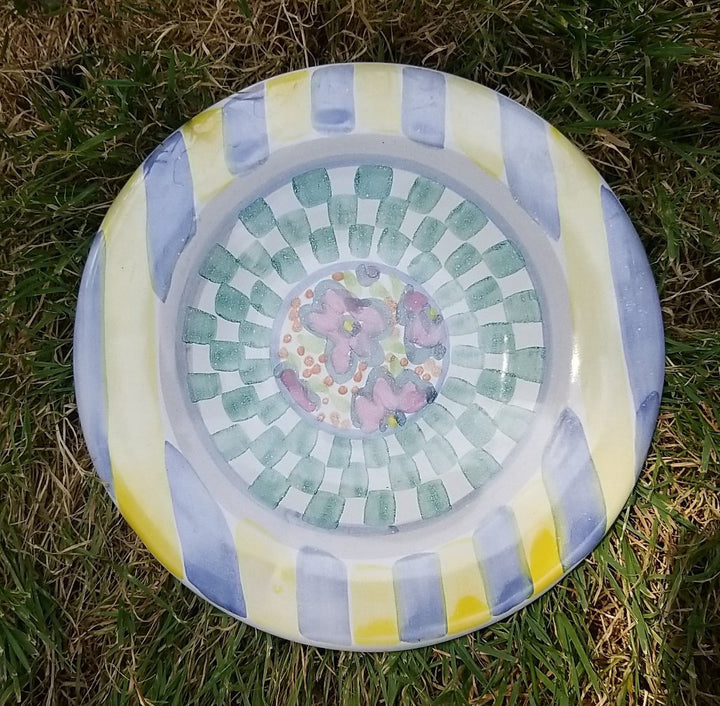 Mackenzie Childs Taylor Myrtle Bread Plate 7.25" Hand-Painted Ceramic 1993