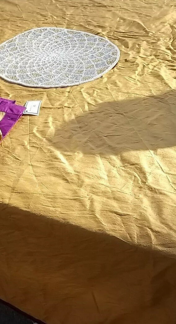 RETIRED Mackenzie Childs MARZIPAN 90" Round TABLECLOTH/UNDERSKIRT