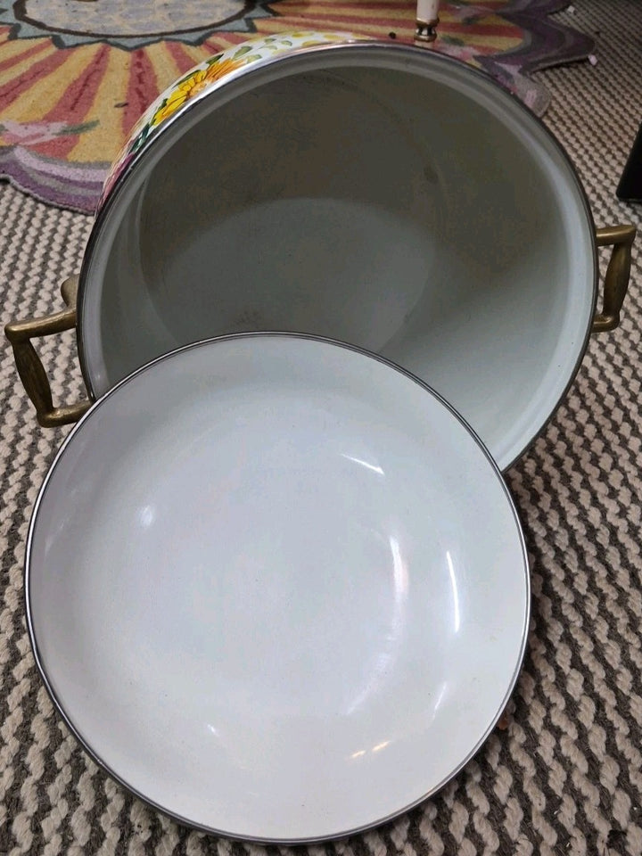 MacKenzie Childs Buttercup Pattern 8 Quart Large Stock Pot Vintage