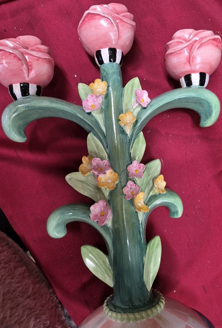 MacKENZIE CHILDS ROSY MEADOW CANDELABRA New