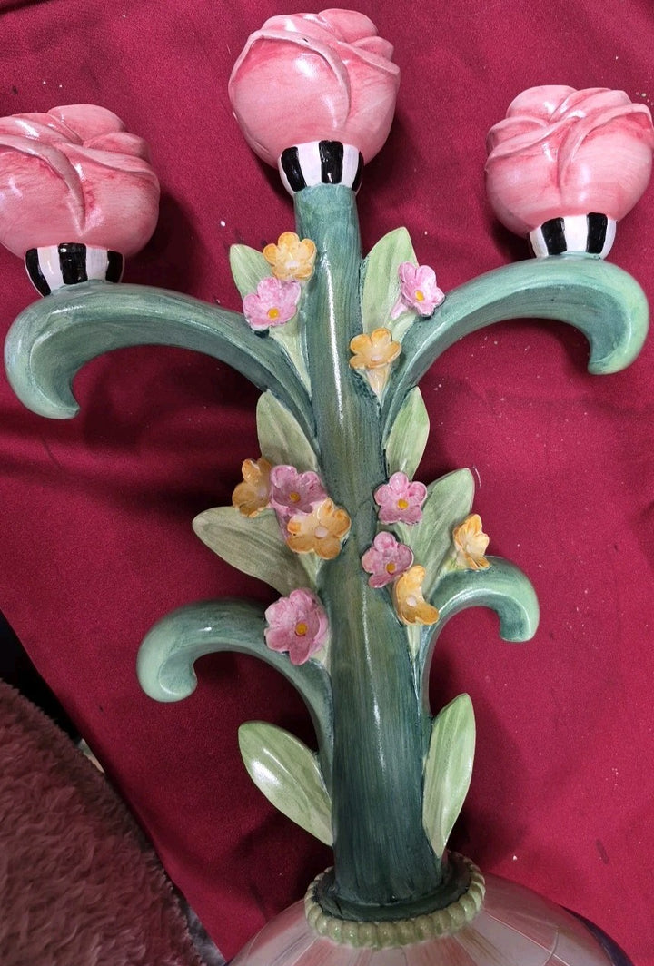 MacKENZIE CHILDS ROSY MEADOW CANDELABRA New