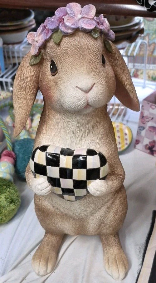 Mackenzie Childs Courtly Cottage With Courtly Check Bunny Rabbit  Retired