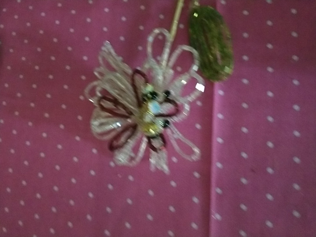 Mackenzie childs Pink/burgundy Beaded Flower Stem flowers On Stem 29"