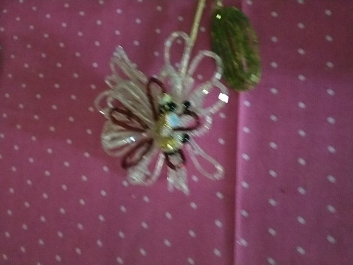 Mackenzie childs Pink/burgundy Beaded Flower Stem flowers On Stem 29"