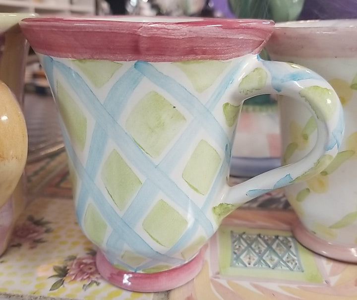 MacKenzie Childs  Wallcourt Maddox Ceramic Footed Mug  - 12 Oz- Retired