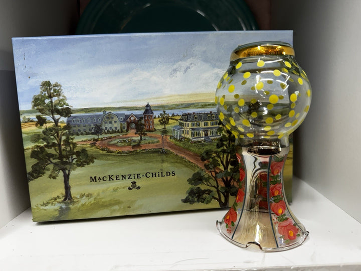 Mackenzie-Childs Chipper Bud Glass Vase Brand New in Box HTF