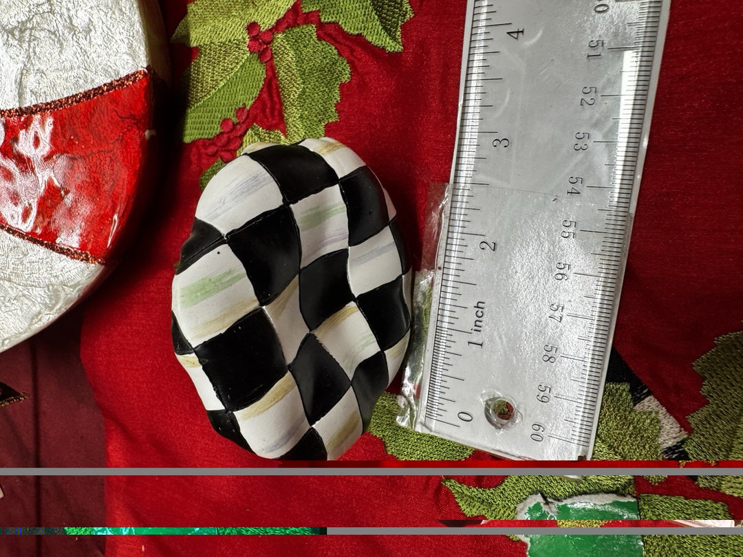 Mackenzie Childs Courtly Check Walk In The Woods Mushrooms Set Of 2