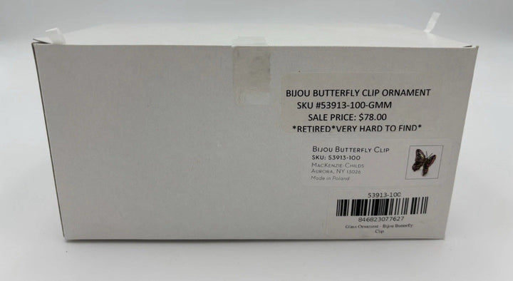 MacKenzie-Childs Bijou Butterfly Clip Ornament -Retired - NEW -