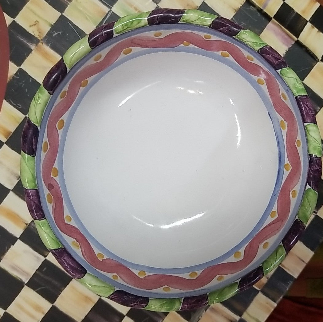 Mackenzie Childs Piccadilly 5.5” Ceramic Dip Bowl With Courtly Check