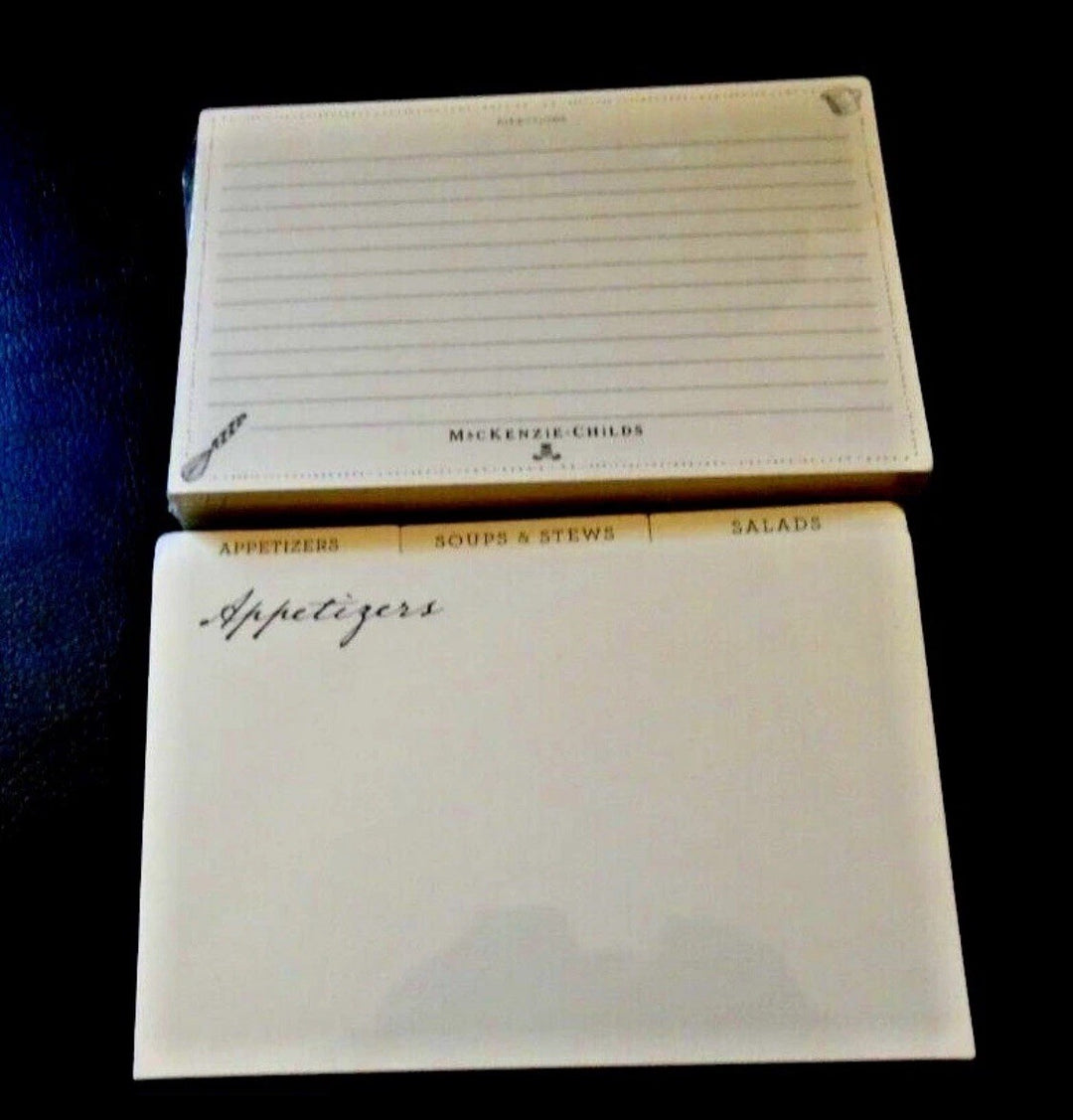 MACKENZIE CHILDS ENAMEL LAPIS BLUE -FLOWER MARKET,RECIPE BOX,CARDS+DIVIDERS,NEW