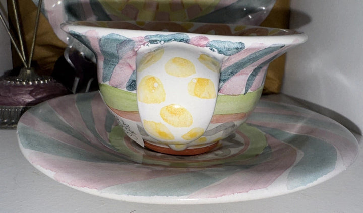 Victoria & Richard Era Mackenzie Childs Taylor CAYUGA Cup And Saucer 1988