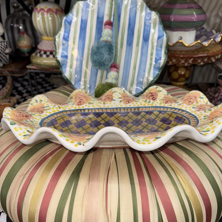 MACKENZIE CHILDS FLUTED Odd Fellows  CERAMIC Platter 16”x11” Retired