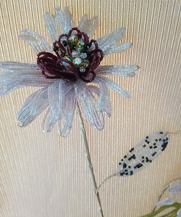 Mackenzie childs PINK Beaded Flower Stem 23"L On Stem- NWT