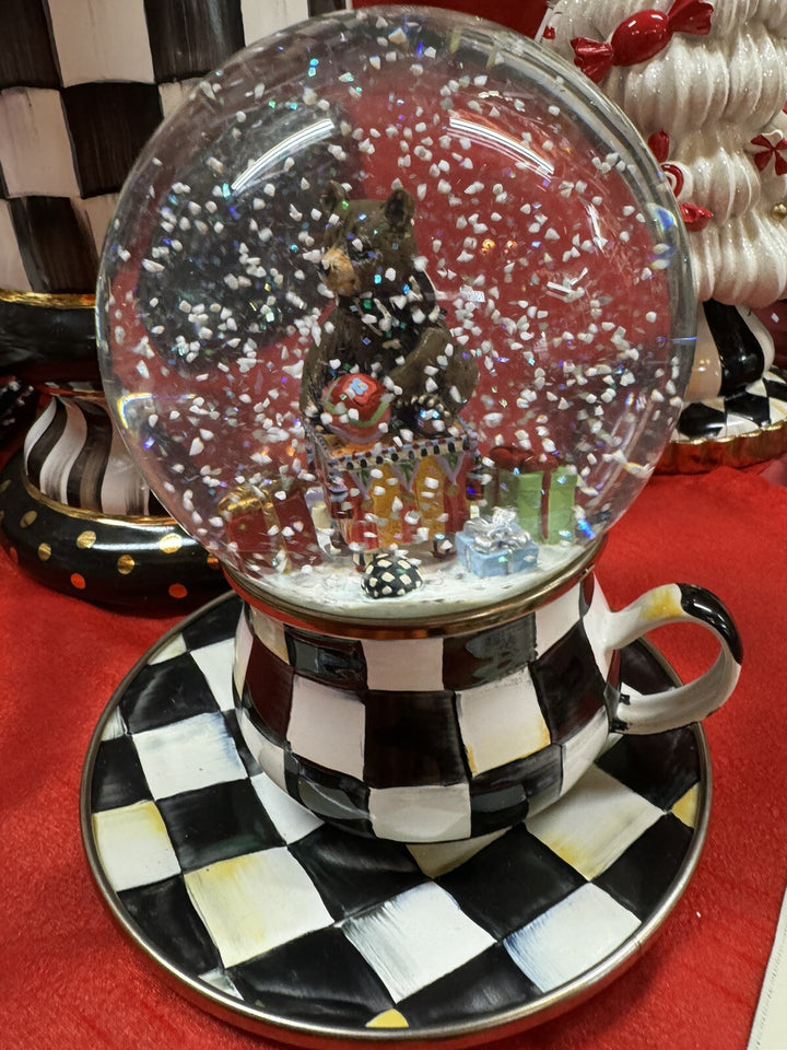 MacKenzie Childs - Bear With Gifts Snow Globe Christmas Sleigh- Retired