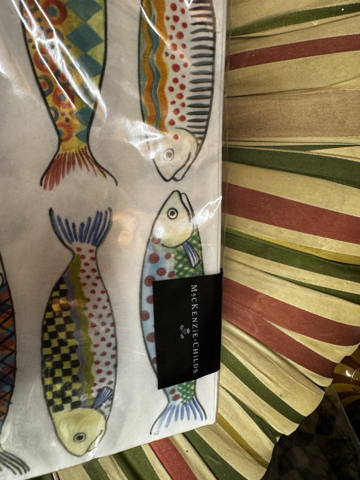 MacKenzie Childs Dinner Napkins Go Fish- 8" x 8"  Retired Pack Of 20