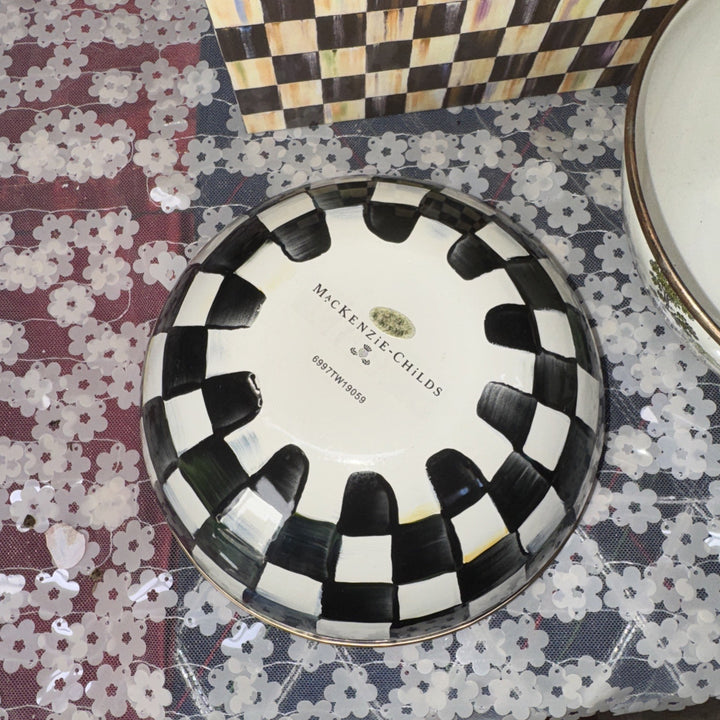 Mackenzie Childs Courtly Check Enamel 7.5” X3.5” Everyday  Bowl Retired Small