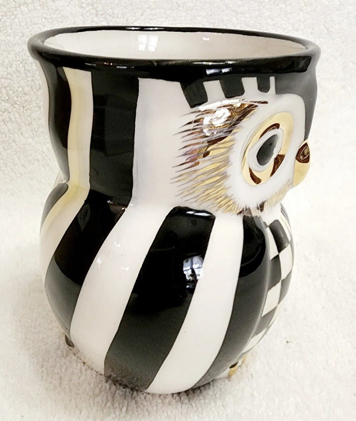 MACKENZIE CHILDS Courtly Check Owl Mug New
