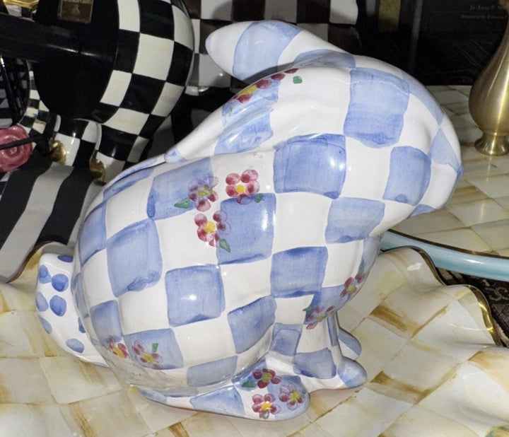 Mackenzie Childs Honeymoon Morning Glory Blue 2013  Bunny Bank RETIRED Ceramic