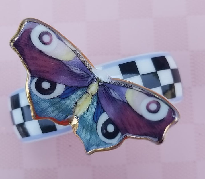 Mackenzie Childs butterfly   Toile NAPKIN RINGS SET 3   NEW