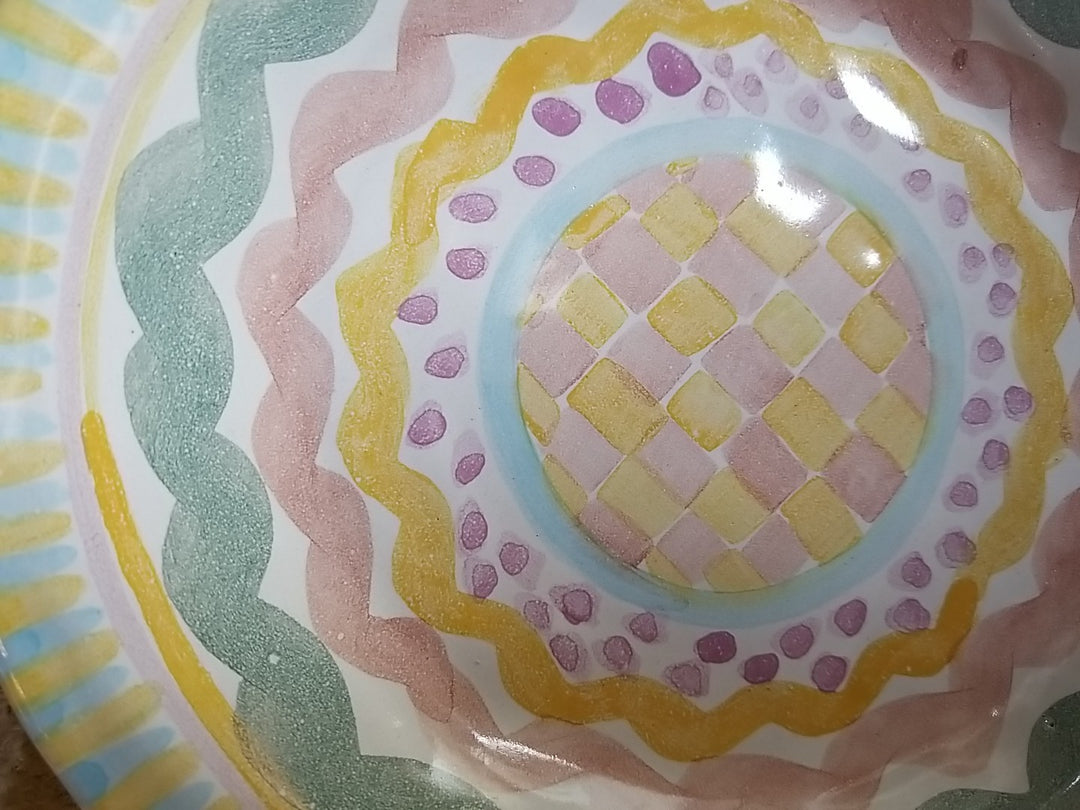 Vtg MacKenzie Childs Aurora Ceramic Round Plate 8.5” Retired 1988