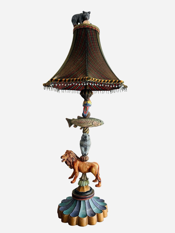 Mackenzie Childs Victoria & Richard Emprise Tartan And Animal Table Lamp