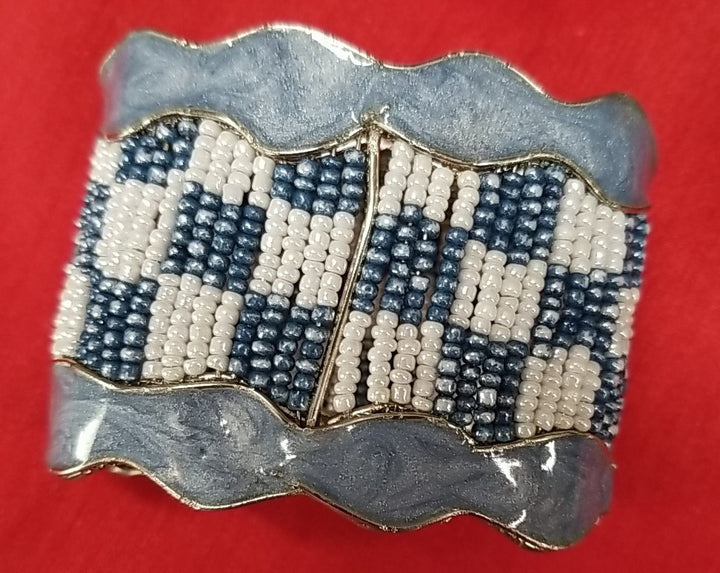 Mackenzie Childs Beaded Check Multicolor   NAPKIN RINGS Retired Set of 4 New