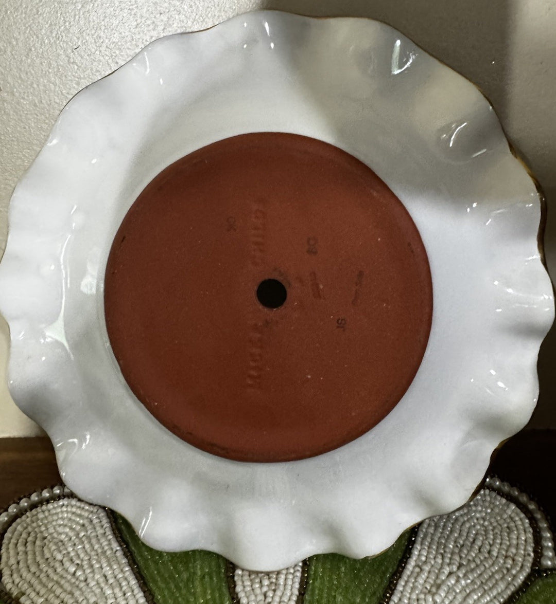 Mackenzie Childs Courtly Check Ceramic 9” Plate Fluted With Hole