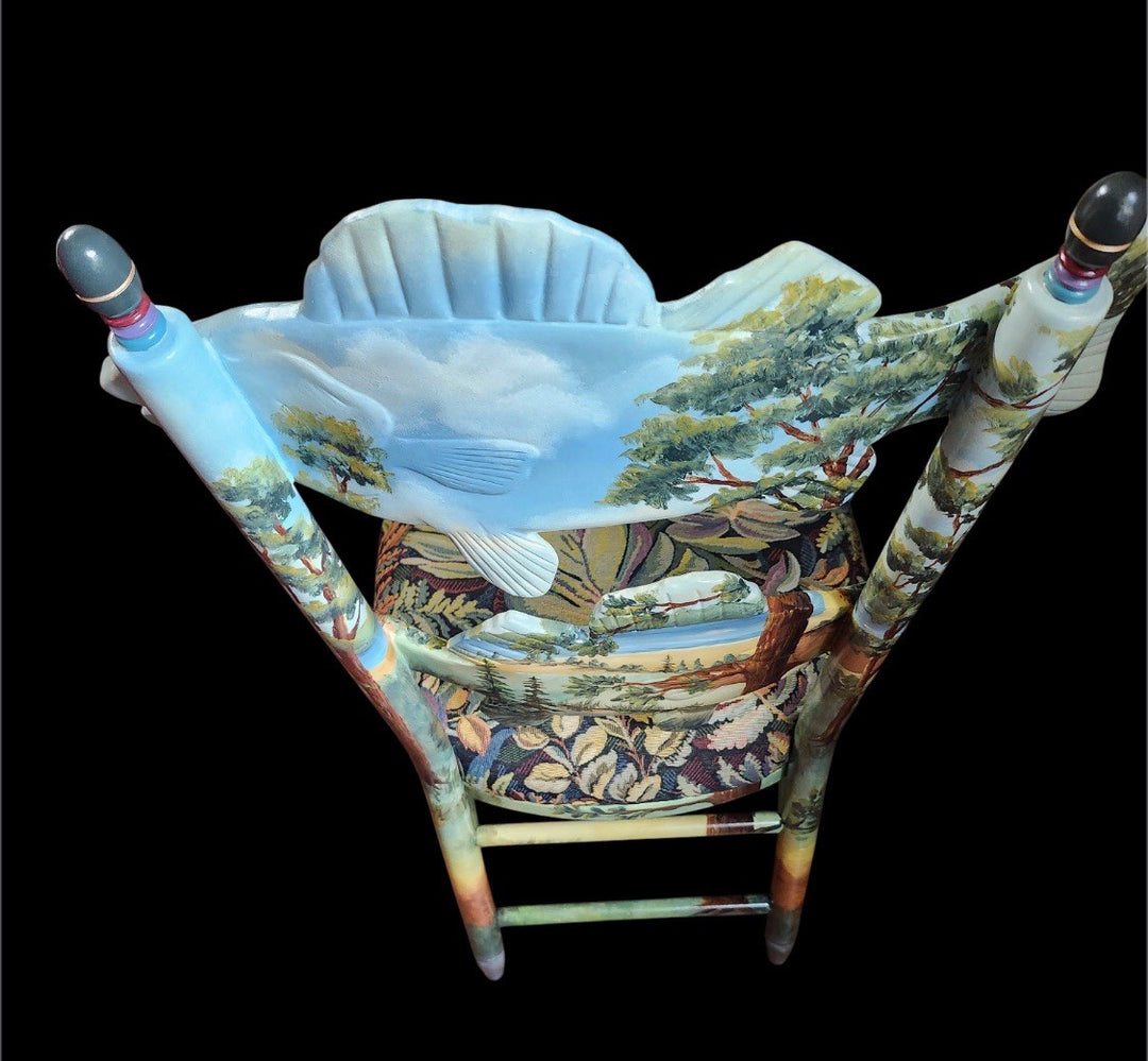 Mackenzie-Childs Hand-Painted FOREST FISH Side Chair 42"