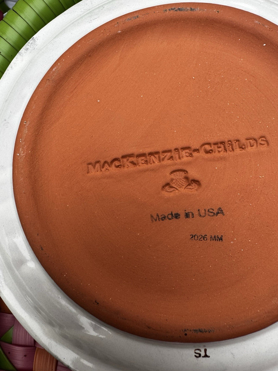 MACKENZIE CHILDS 8” Smiley Face Plate Made In Aurora - Never Released Limited